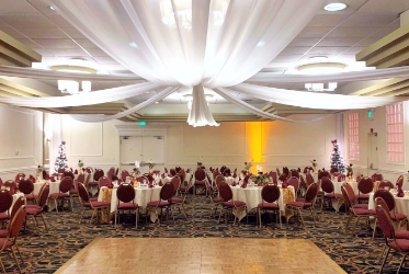 Ballroom set up for a banquet