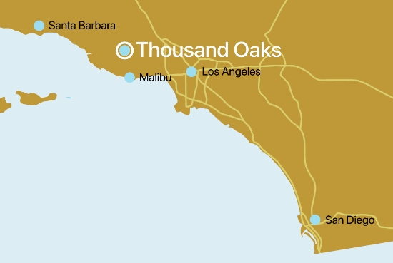 Map showing the location of Thousand Oaks Inn