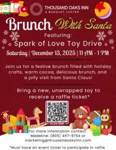 Brunch with Santa, December 13, 2025, 11am to 1pm.